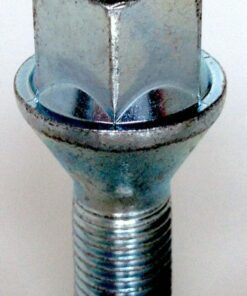 single alloy wheel bolt, M12x1.5, 17mm hex, 26mm thread, taper