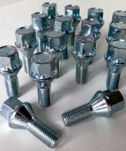 set of 16 alloy wheel bolts, M12x1.5, 26mm thread length, 17mm hex, taper seat.
