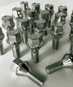 20 x alloy wheel bolts, M12x1.5, 17mm hex, 26mm thread, taper seat