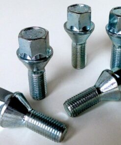 5 x alloy wheel bolts, M12x1.5, 26mm thread length, 17mm Hex, taper seat.