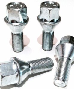 Set of 4 17mm hex, taper seat, 27mm thread, M12x1.5 alloy wheel bolts