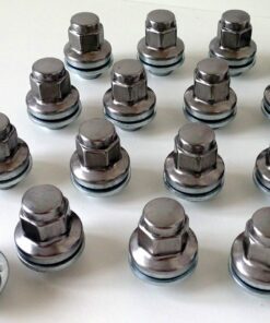 set of 16 19mm hex, flat seat, M12x1.5 alloy wheel nuts