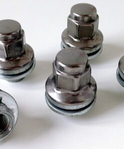 Set of 5 19mm Hex, flat seat, M12x1.5 alloy wheel nuts
