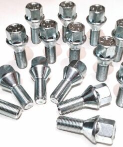 set of 16 M12x1.25, 26mm Thread, 17mm Hex, taper alloy wheel bolts