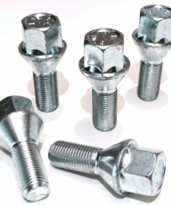 set of 5 M12x1.25, 26mm thread, taper, 17mm hex alloy wheel bolts