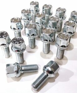 Set of 16 17mm hex, radius, 26mm thread, M12x1.5 alloy wheel bolts