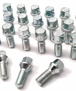 set of 20 M14x1.5, 17mm hex, 28mm thread, taper alloy wheel bolts