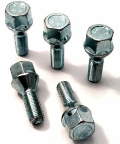 set of 5 M12x1.25, 28mm thread, 19mm hex, taper alloy wheel bolts
