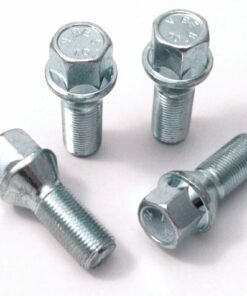 Set of 4 17mm Hex, taper seat, M14x1.25 thread, 27mm length alloy wheel bolts