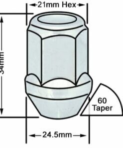 Alternative view of Ford alloy wheel nut. M14 x 1.5, 21mm Hex
