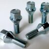 5 x alloy wheel bolts, M12x1.5, 26mm thread length, 17mm Hex, taper seat.