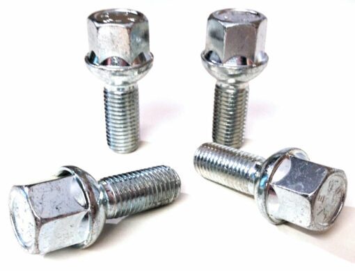 set of 5 17mm hex, radius, 26mm thread, M12x1.5 alloy wheel bolts
