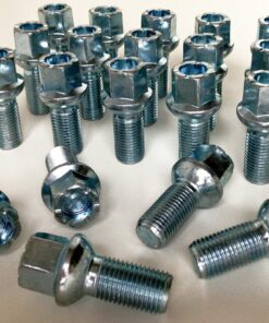 Set of 20 17mm hex, radius, m14x1.5, 27mm thread alloy wheel bolts