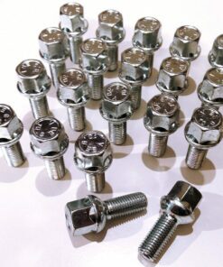 Set of 20 17mm hex, radius, M12x1.5, 26mm thread alloy wheel bolts