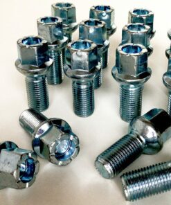 Set of 16 17mm Hex, radius, M14x1.5, 27mm thread alloy wheel bolts