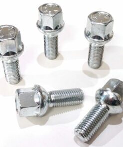 set of 5 17mm hex, radius, 26mm thread, M12x1.5 alloy wheel bolts