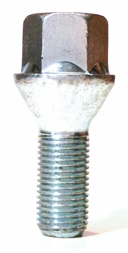 signle M12x1.25, 19mm Hex, 28mm thread, taper alloy wheel bolt