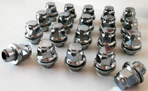 set of 20 21mm hex, flat seat, M12x1.5 alloy wheel nuts