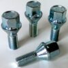 4 x alloy wheel bolts. M12x1.5, 27mm thread, 17mm hex, taper seat