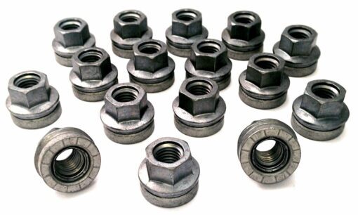 Set of 16 21mm hex, flat seat, M14x2 alloy wheel nuts