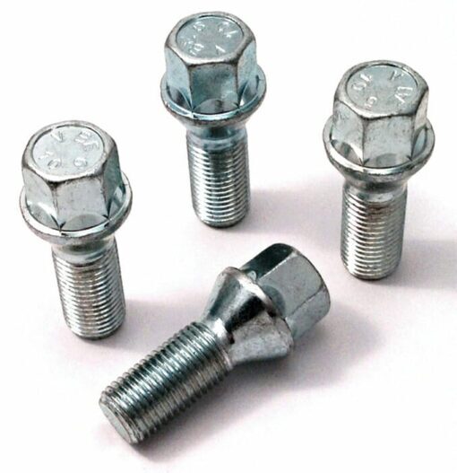 set of 4 M14x1.5, 28mm thread, 17mm Hex, taper alloy wheel bolts