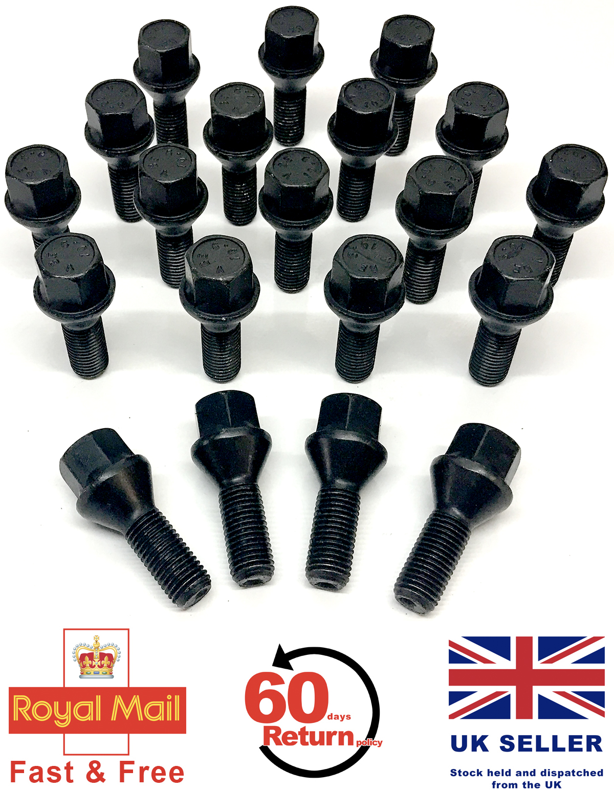 Set of 20 M12 x 1.5 19mm Hex OE Style alloy wheel nuts lugs bolts for