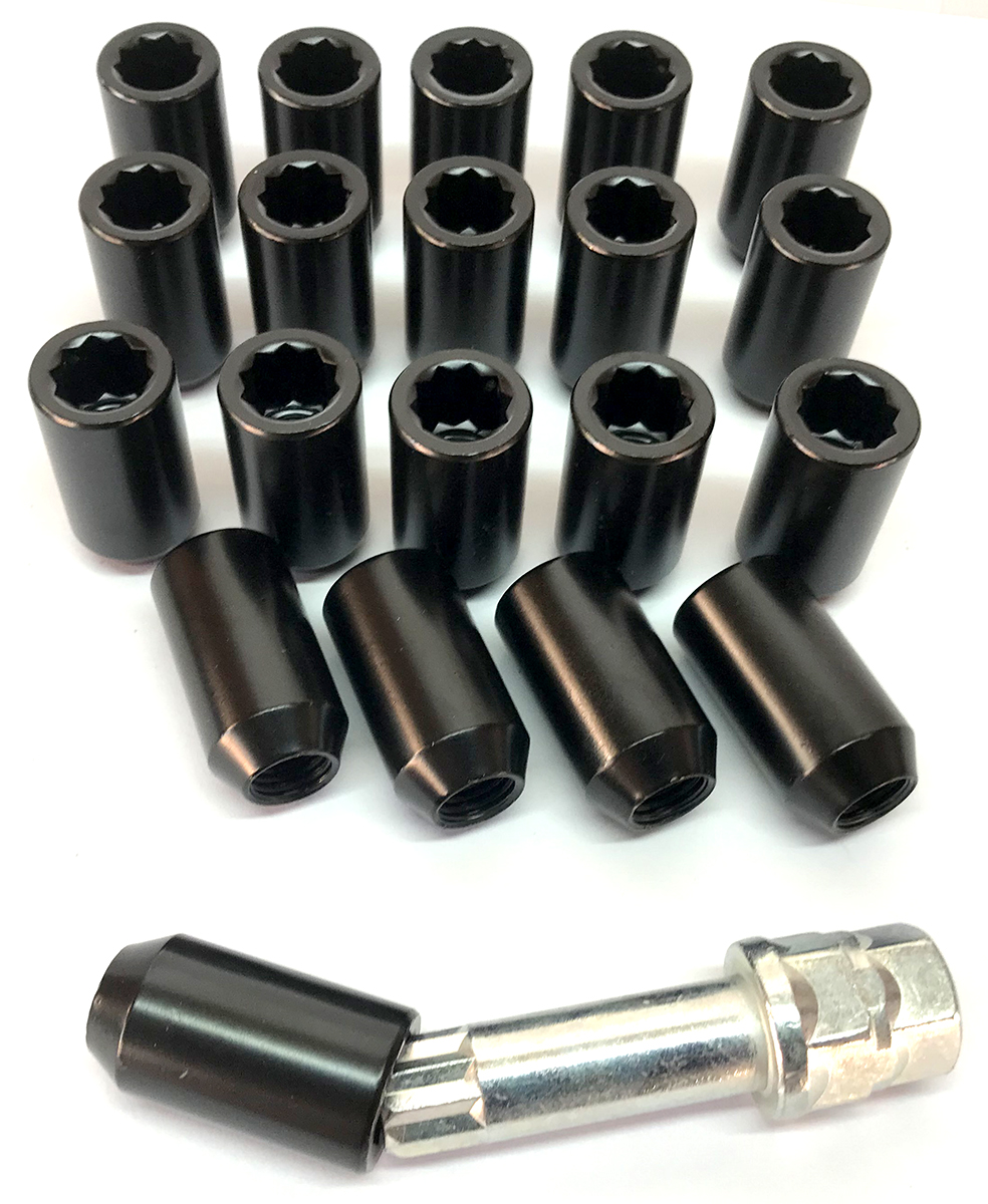 Llave X 20 Rueda de aleación Ford Sintonizador Tuercas Delgado Negro M12x1.5