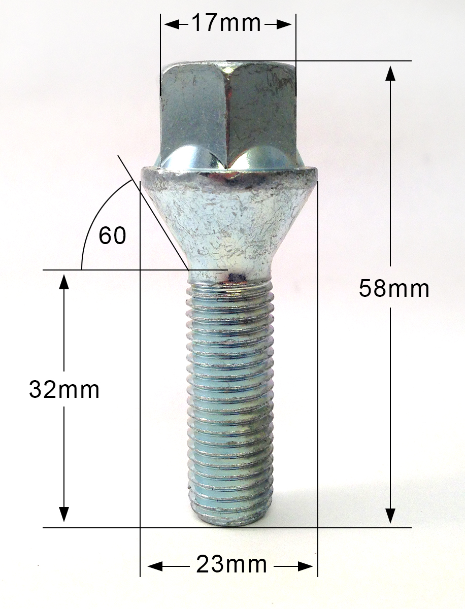 10 x wheel bolts lugs nuts extended. M12 x 1.5, Taper, 32mm Thread