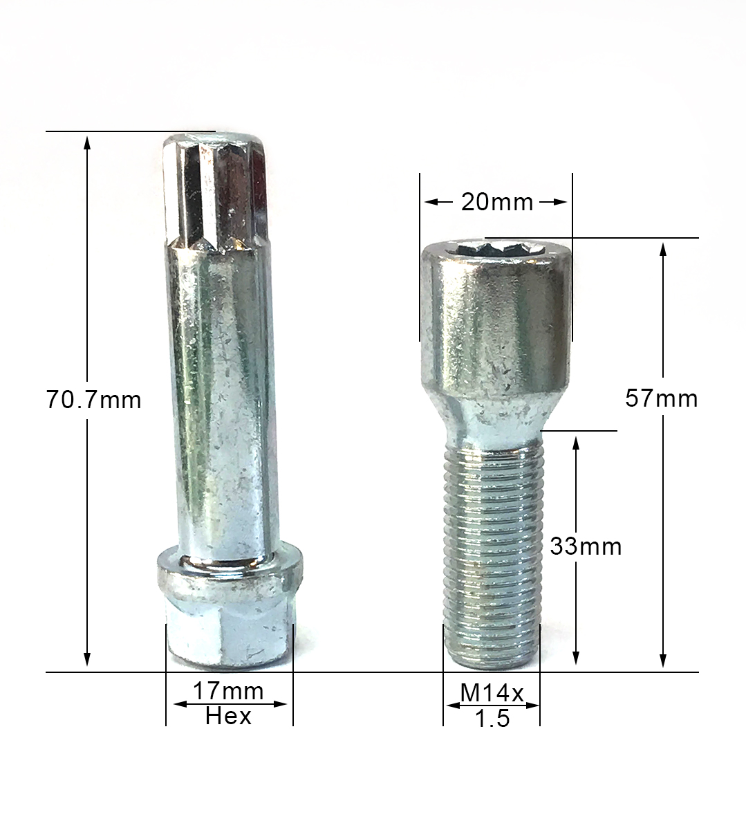 BMW 3 Serie f30, f31, f34 m14x1.25 33mm Gewinde Auto Alufelge Tuner