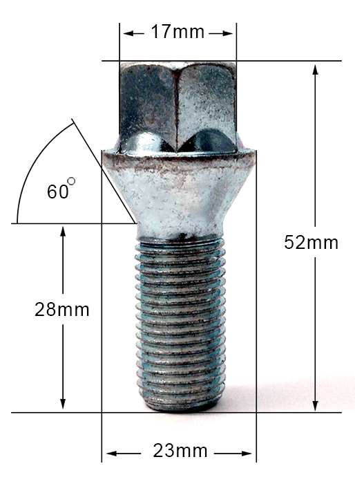 Alfa Romeo 159 alloy wheel bolts 17mm Hex M14 x 1.5, 28mm thread set of