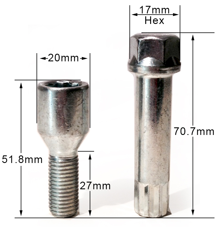 BMW 3 Series F30, F31, F34 M14x1.25 alloy wheel tuner bolts x 16