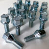 set of 16 alloy wheel bolts, M12x1.5, 26mm thread length, 17mm hex, taper seat.