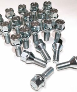 Set of 20 17mm Hex, taper seat, 27mm thread, M12x1.5 alloy wheel bolts