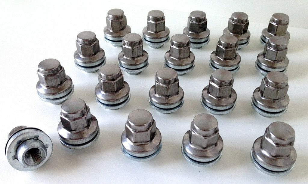 Jaguar alloy wheel nuts. M12 x 1.5, 19mm Hex Flat set of 20