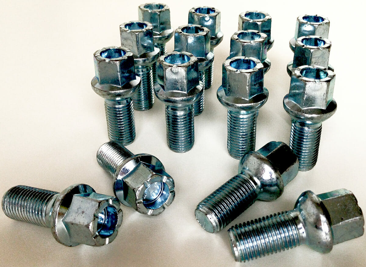 AU1 Locking Wheel Bolts with Nuts Key Tapered for Audi 14x1.5 Models