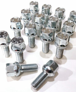 VW Alloy wheel bolts M12 x 1.5 26mm thread 17mm Hex Radius set of 16 Set of 16 17mm hex, radius, 26mm thread, M12x1.5 alloy wheel bolts