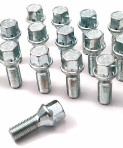 M14x1.5, 28mm thread, taper, 17mm hex alloy wheel bolts x 16