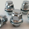 Set of 5 21mm hex, flat seat, M12x1.5 alloy wheel nuts