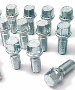 Set of 16 17mm Hex, taper seat, M14x1.25 thread, 27mm length alloy wheel bolts