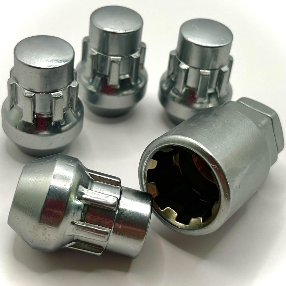 EVO5 4x Locking Wheel Nuts For Ford C-MAX 2004-2019 - Alloy Wheels Silver - 980/5